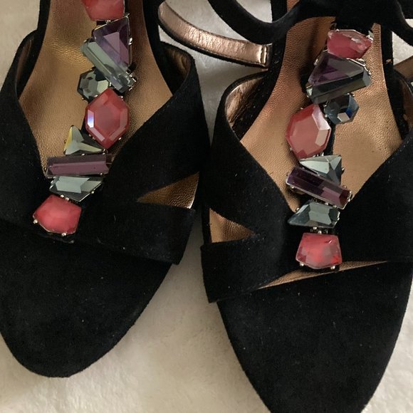 Vince Camuto Clarkson Suede Jeweled Platform Heels - Picture 3 of 5